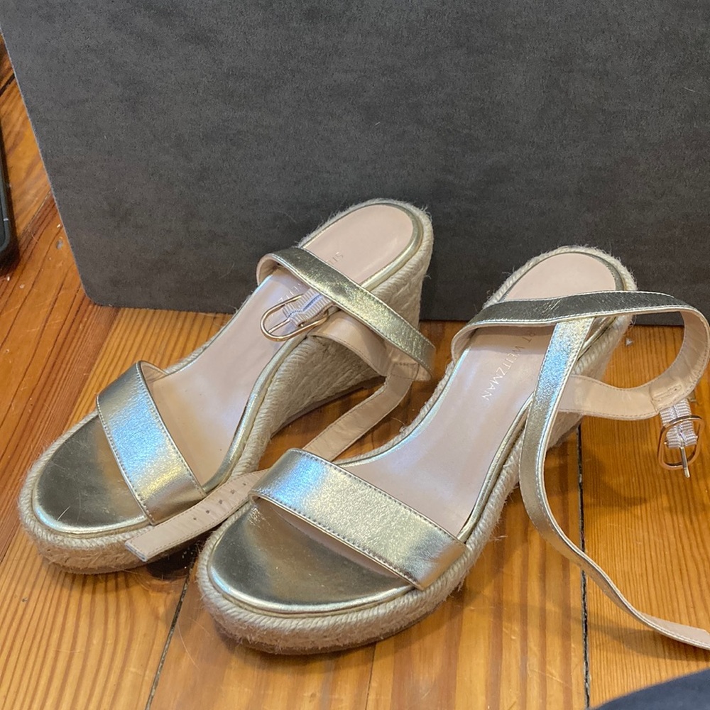 Stuart weitzman  gold espadrille wedges- size 4